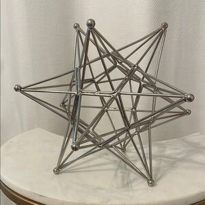 Modern Silver Geometric Star Sculpture